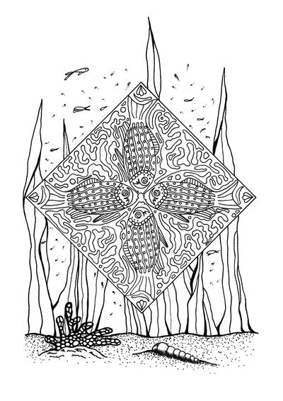 Coral Reef Slice of Life Adult Coloring Page