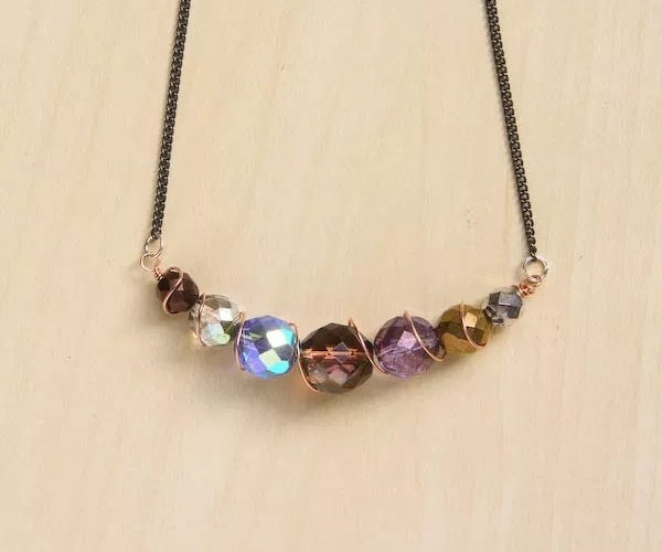 Spiral Wire Beaded Necklace 
