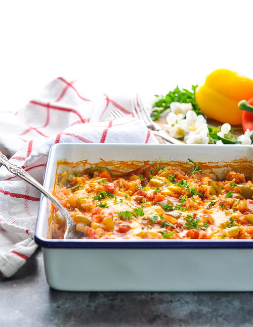 Dump-and-Bake Stuffed Bell Peppers Casserole