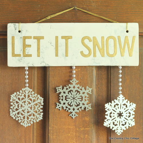 Metallic Let It Snow Decorative Sign
