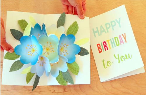 Printable Pop Up Bouquet Birthday Card