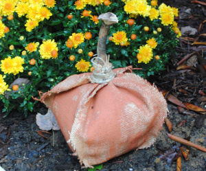 Painted Burlap Rustic Pumpkin