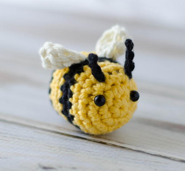 Baby Rattle Honey Bee. Honey Bee Decor. Stuffed Bee Toy. Crochet