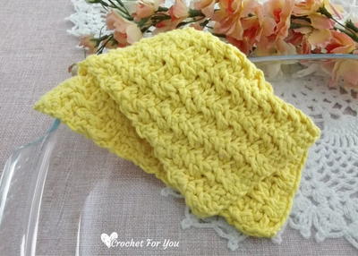 Crochet Diagonal Raised Stitch Dishcloth