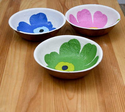Sunny Marimekko Flower Wooden Bowls