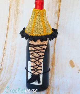 Crochet Leg Lamp Wine Bottle Cozy