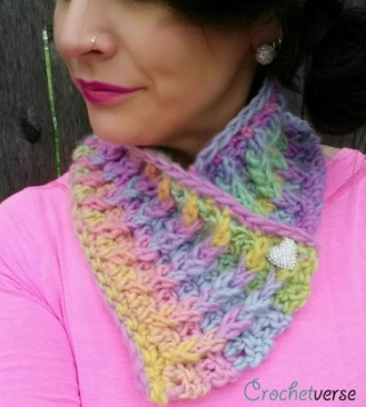 Colorful Conversation Hearts Crochet Cowl