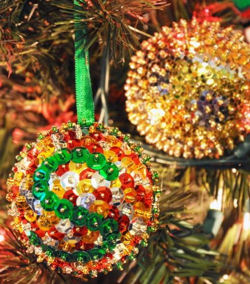 Simply Sequined DIY Christmas Ornaments