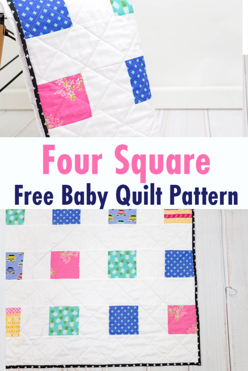 Four Square Simple Charm Pack Baby Quilt | AllFreeSewing.com