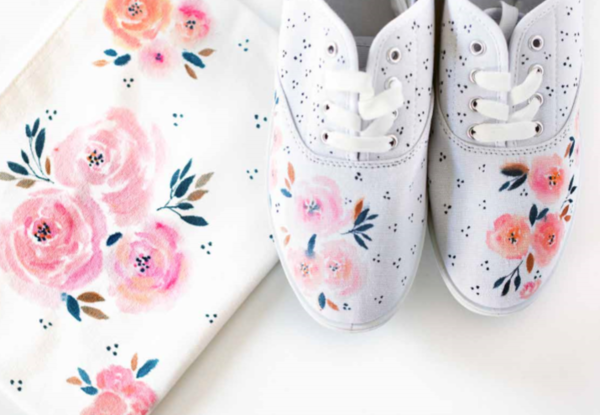 Watercolor Effect Canvas Shoes  Pouch