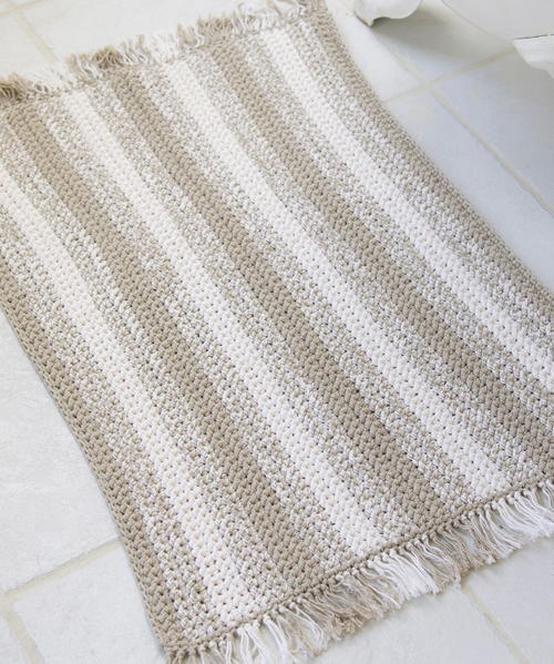 Crochet Natural Stripes Rug