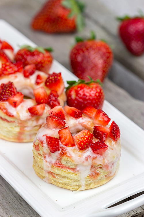 Strawberry Puff Pastry Donuts