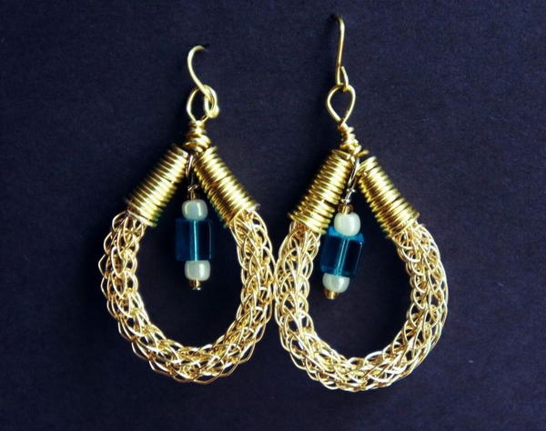 Viking Knit Beaded Earrings