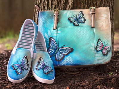butterfly painted shoes