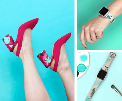 Tropical Stenciled Heels & Watch Band