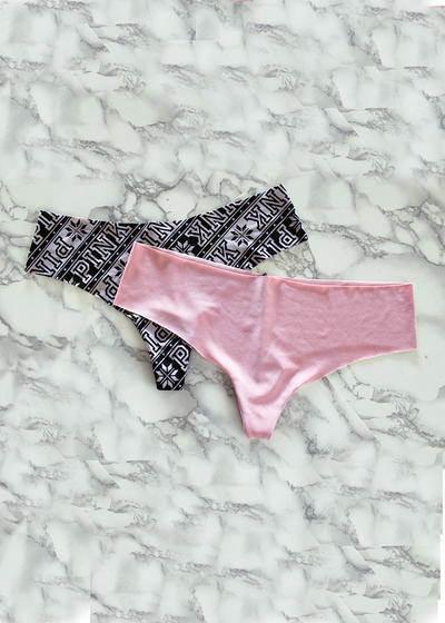 Victoria's Secret Black Seamless Knit Pop Trim Thong Panty