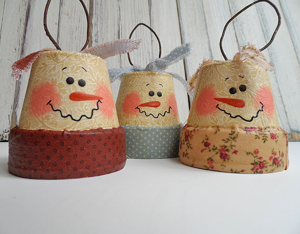 Clay Pot Snowmen