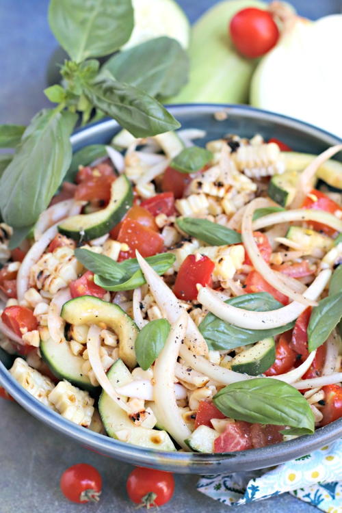 Grilled Corn Tomato Cucumber Salad