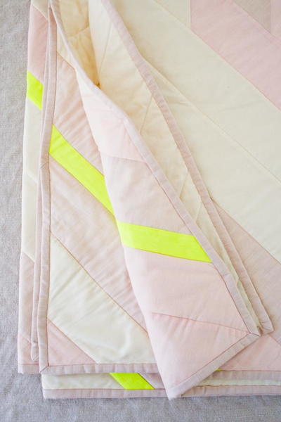 Petal Pink Diagonal Stripe Quilt