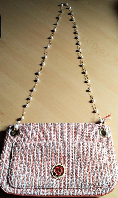 Upcycled Faux Pearl Necklace into Purse Handle