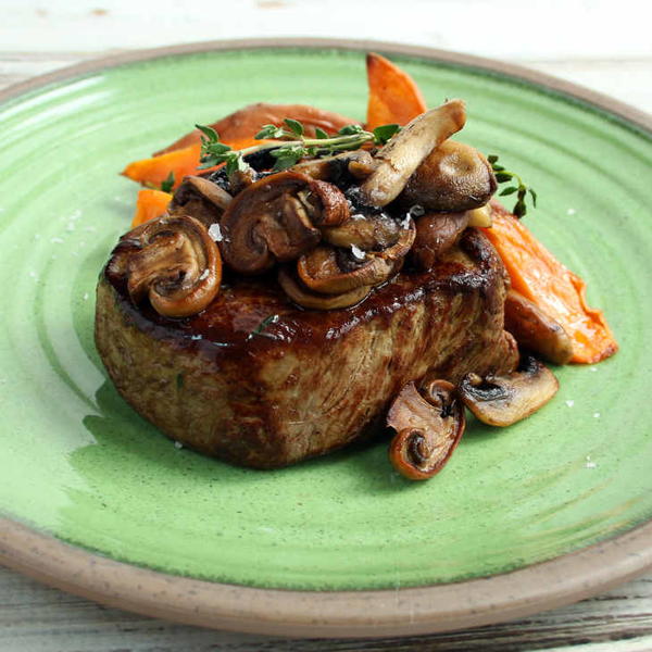 AIP Steak with Mushrooms, Thyme, and Sweet Potatoes