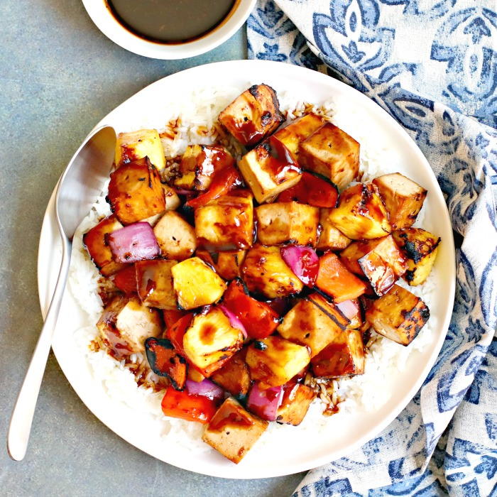Teriyaki Grilled Tofu Kabobs with Pineapple