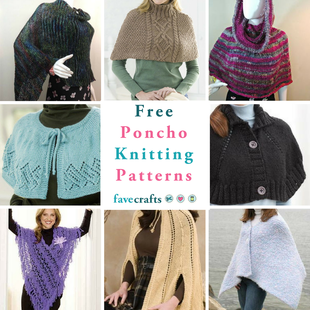 16 Free Poncho Knitting Patterns | FaveCrafts.com 16-free-poncho-knitting-patterns-favecrafts-com