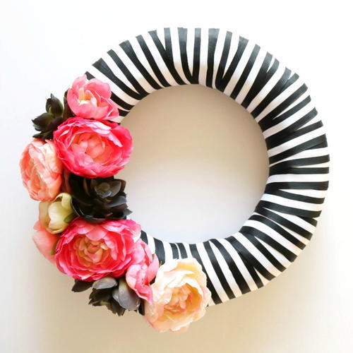 Easy Stripe and Floral Wreath