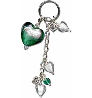 Green Heart Key Ring Fob