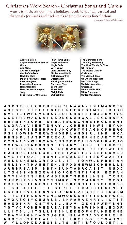 christmas carols word search puzzle printable allfreechristmascrafts com
