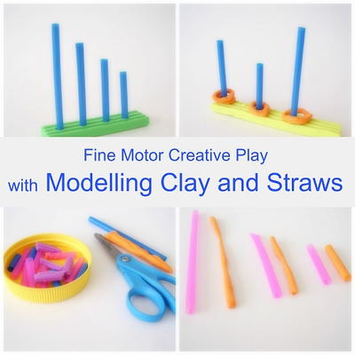 Fine Motor Play with Modeling Clay and Straws | AllFreeKidsCrafts.com