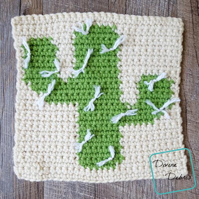 8" Tapestry Cactus Afghan Square