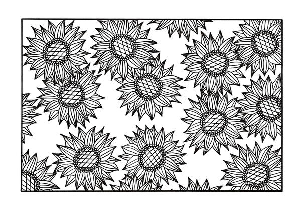 Bursting Sunflowers Coloring Page