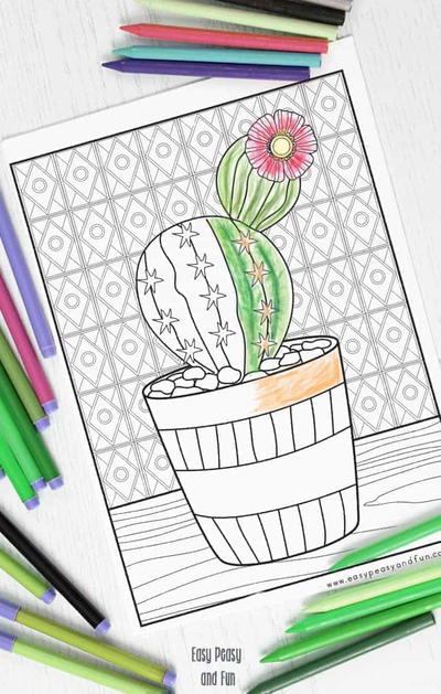 Cutest Cactus Coloring Page