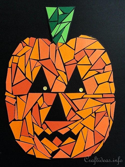 Halloween Paper Mosaic Pumpkin Art