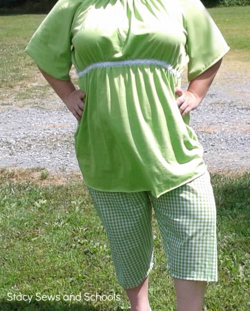 Peasant Blouse and Gingham Capri Pants