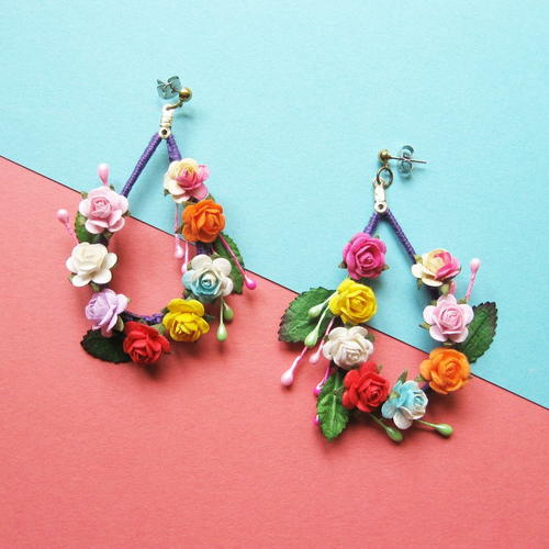Floral Hoop Earrings