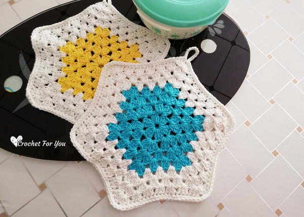 Crochet Granny Hexagon Potholder 