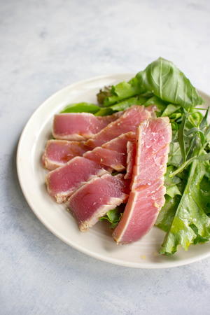 Herb Salad with Thyme-Crusted Tuna