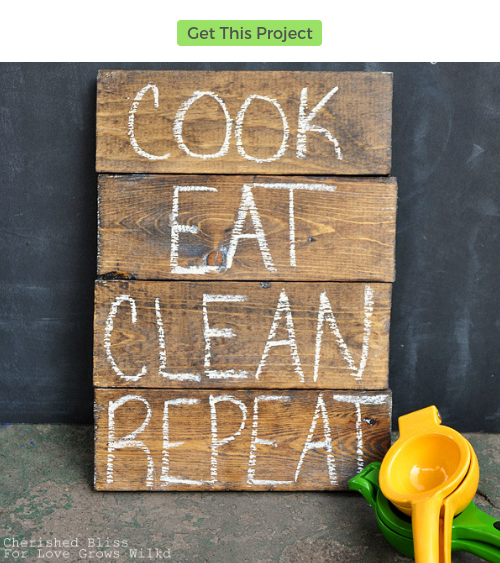 Stained Wood Chalkboard Kitchen Sign