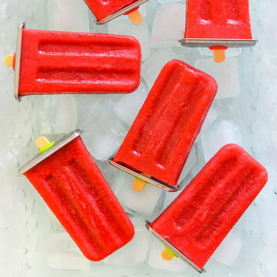Strawberry Popsicles with Lime & Mint