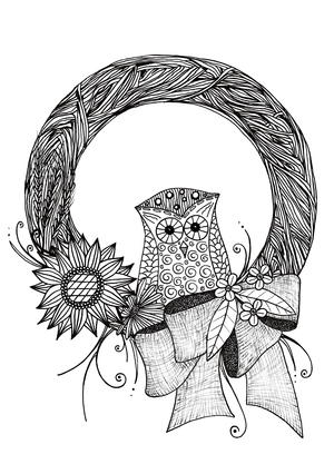 Intricate Fall Wreath Adult Coloring Page Favecrafts Com