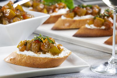 Pickled Watermelon Rind Bruschetta Bites