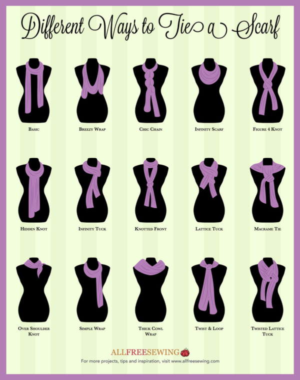 How to Tie a Long Scarf Illustrations AllFreeSewing