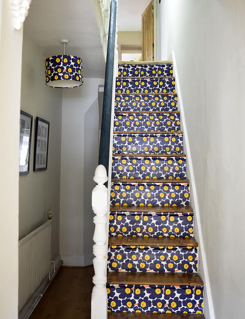 Transform Your Stairs With Wallpaper | DIYIdeaCenter.com