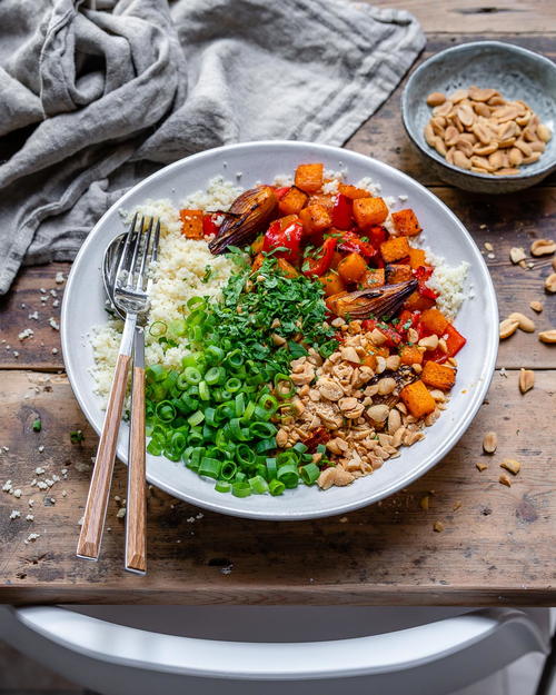 Couscous Salad With Roasted Veggies and Quinoa