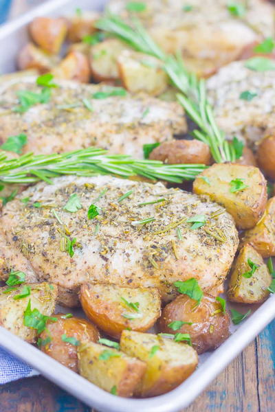 Sheet Pan Rosemary Herb Pork Chops