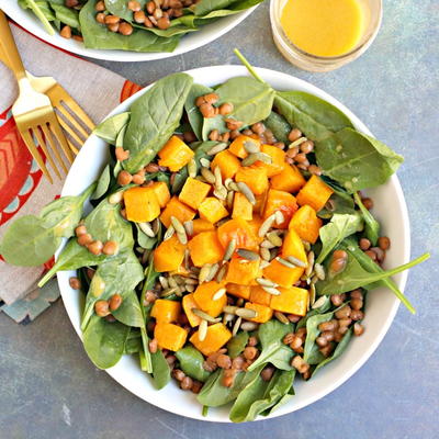 Roasted Butternut Squash Spinach Salad