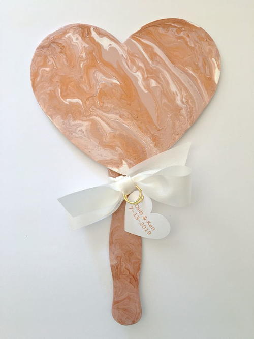 Heart Shaped Painted Wedding Fans