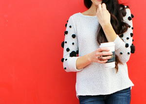 DIY Pom Pom Sweater Refashion